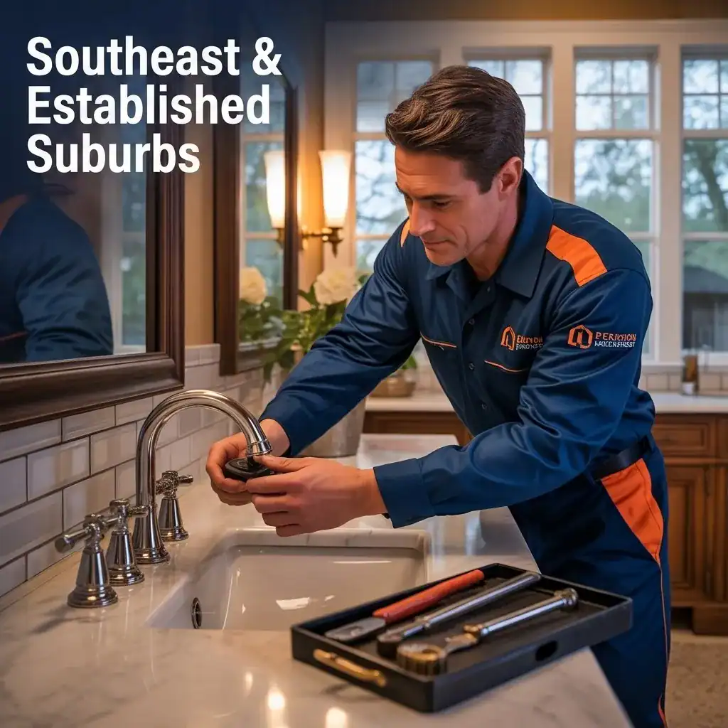 Licensed plumber providing plumbing services in Southeast Lincoln, NE — professional fixture upgrade and faucet installation in an established family home near Eastridge and Hickman border serving ZIP codes 68506 and 68526